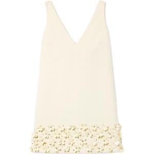 Мини-платье из крепа с пайетками для автопортрета Self-portrait, слоновая кость