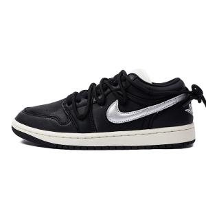 Jordan Женские кроссовки Air 1 Low Cushioned Slip-Resistant Low-Top Vintage Basketball черные серебристые