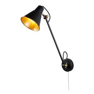 Настенный светильник searchlight Swing Arm, черный/золотой
