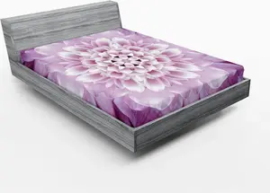 Простыня на резинке ABAKUHAUS Flower с крупным планом, изображение цветка хризантемы - свежее весеннее садовое растение, 90 x 200 см, цвет: фиолетовый, нежно-сиреневый Abakuhaus