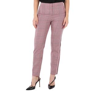 Брюки Burberry Ladies Side Stripe Houndstooth Check Wool, ярко-красный