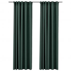 VidaXL Крючки для плотных штор под лен 2 шт. Зелёные 140х225 см.