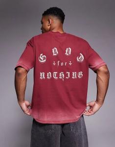 Футболка оверсайз Good For Nothing красного цвета с принтом на спине и эффектом брызг