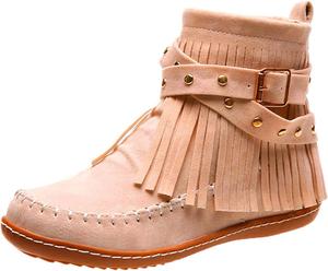 Женские винтажные вестерн-башмаки Ctreela с бахромой, удобные зимние ботинки на плоской подошве, ретро-ботильоны до щиколотки в стиле ковбой, лоферы, Khaki