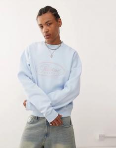 Толстовка с пятизвездочным принтом Prohibited светло-синего цвета