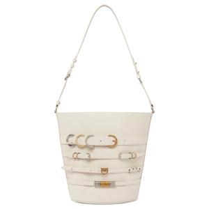 PINKO Кожаная ведерка через плечо большая женская белая