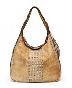 Женская сумка-хобо из натуральной кожи Dorado с возможностью расширения OLD TREND, коричневый/бежевый