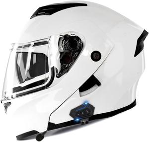 Шлем внедорожный Yagteycll Bluetooth с двойными козырьками, белый