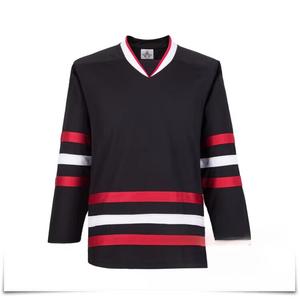 He Jiagong Новая хоккейная форма 2024, тренировочная экипировка для хоккея, черная с красными и белыми полосами, размер XXXL