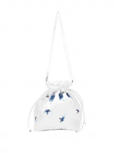 Сумка с кулиской и цветочным принтом Monnalisa, белый