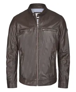 Классическая мужская кожаная куртка Bugatti, коричневый