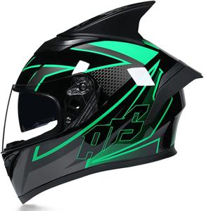 Шлем мотоциклетный Ceglia Motorcycle Full Face, черный / зеленый