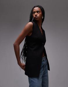 Черный блейзер Topshop без рукавов и спины