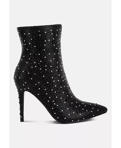 Ботинки на шпильке, украшенные стразами Lobelia London Rag, черный