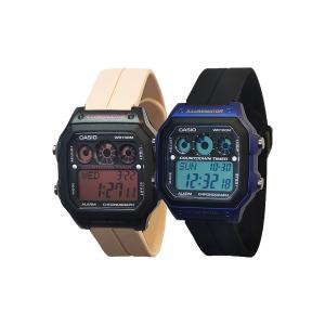 CASIO Кварцевые часы унисекс с силиконовым ремешком и черным циферблатом