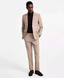 Мужской облегающий костюм с эффектом растяжки Nick Graham, коричневый/бежевый