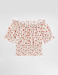 Блузка из поплина с принтом роз DOLCE & GABBANA, мультиколор