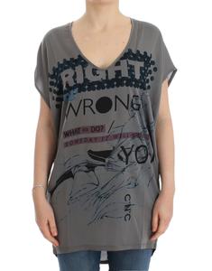 Элегантная туника с V-образным вырезом и принтом Costume National, серый