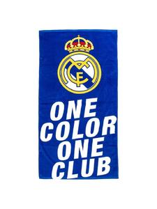 Cofi 1453 Банное/пляжное полотенце "Реал Мадрид", 140x70 см, хлопок, черное