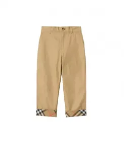 Хлопковые клетчатые брюки с отворотами для мальчиков - для малышей и для взрослых. Burberry, коричневый
