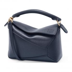 LOEWE Миниатюрная женская сумка через плечо из мягкой зернистой телячьей кожи в темно-морском синем цвете