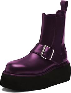 Женские ботильоны на танкетке с ремешком и пряжкой, средний и низкий каблук, на молнии, ботинки до щиколотки, для вечеринок и зимы, размер 4-16 США Wo wagas, Purple