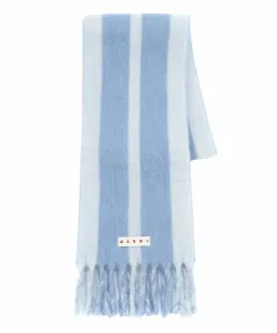 Шарф из шерсти и альпаки с полосатым логотипом