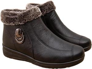 Женские ботильоны на платформе с искусственной подкладкой, зимние теплые снежные ботинки, противоскользящие повседневные ботиночки для осени и холодной погоды Generic, Black -B