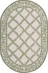 Ковер SAFAVIEH, 229 x 290 см, Chelsea Collection, овальный, Ivory & Light Green, ручного вязания, французский кантри из шерсти, идеален для помещений с высокой проходимостью в гостиной, спальне (HK230B)