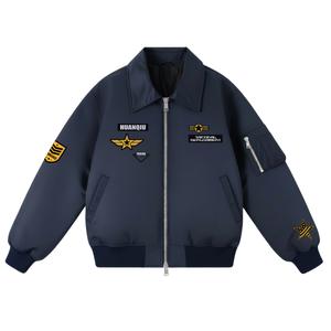 Куртка Unisex Lapel Thickened HUANQIU, темно-синий[padded and thickened]