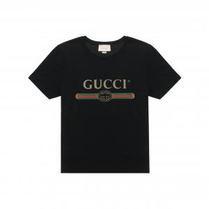 GUCCI Футболка Men Logo с принтом в стиле washed черная