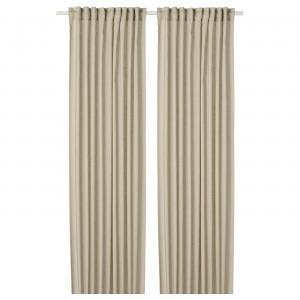 Шторы льняные Ikea Dytåg с тесьмой, 145х250 см, бежевый
