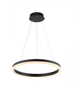 Подвесной светильник Baxter 60 см, 1 лампа, современный, алюминиевый, со встроенным светодиодным креплением Jonathan Y, черный