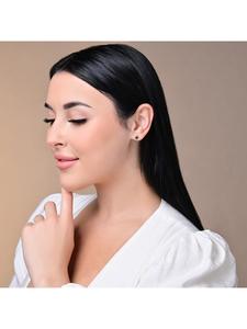 Adeliás Женские серьги - серьги-гвоздики из нержавеющей стали с кубическим цирконием в серебряной оправе