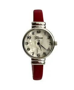 Женские часы с тонким браслетом из красной искусственной кожи Olivia Pratt, red