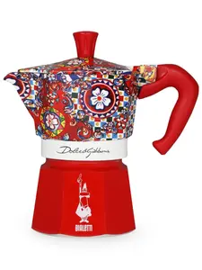 Гейзерная кофеварка moka среднего размера, 15х15,5х8,5 см, Dolce & Gabbana, красный