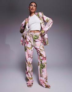 Классические брюки ASOS LUXE с розовым цветочным принтом