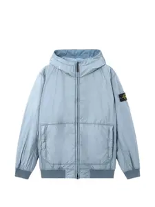Куртка с капюшоном и накладным карманом спереди Stone Island, синий