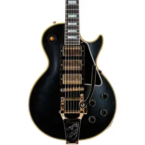 Электрогитара Gibson Custom Murphy Lab 1957 Les Paul Custom Reissue с 3 звукоснимателями, бигсби, легкое старение, эбен