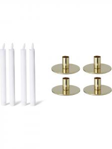 Novaliv Набор из 4 металлических подсвечников Novaliv для конусных свечей, золотистого цвета, 10x5 см, с высококачественной светодиодной подсветкой золотистого цвета