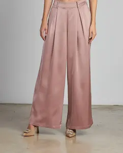 Женские широкие эластичные брюки со стрелками Alma en Pena, розовый
