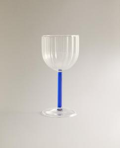 Бокал Zara Home Borosilicate With Coloured Stem 150 мл, синий