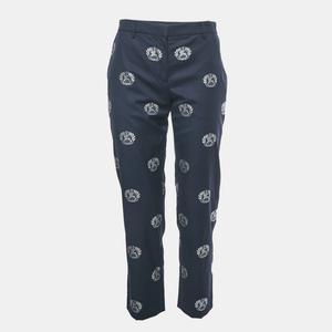Брюки Burberry темно-синего цвета с жаккардовым логотипом бренда