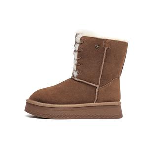 Женские зимние полусапоги DAPHNE замшевые на шнуровке, коричневый