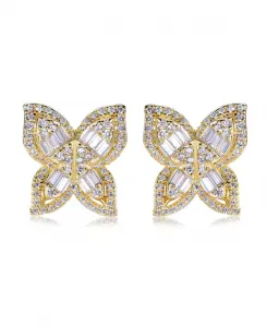 Серьги-Бабочки Suzy Levian из стерлингового серебра с кубическими цирконами и многогранными фигурками Suzy Levian New York, gold