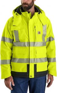 Carhartt мужская высоковидимая водонепроницаемая свободная утепленная куртка класса 3, Brite Lime