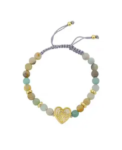 Браслет-Шнурок из кубического циркония в форме сердца, ограненный амазонитом Unwritten, gold