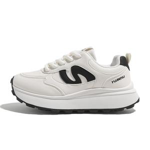 HUANQIU Дышащие и легкие низкие повседневные туфли женские бежево-черного цвета