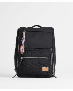 Черный женский расширяемый рюкзак из нейлона на молнии PACOMARTINEZ, черный