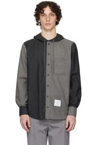 Серая рубашка Fresco Funmix с капюшоном Thom Browne